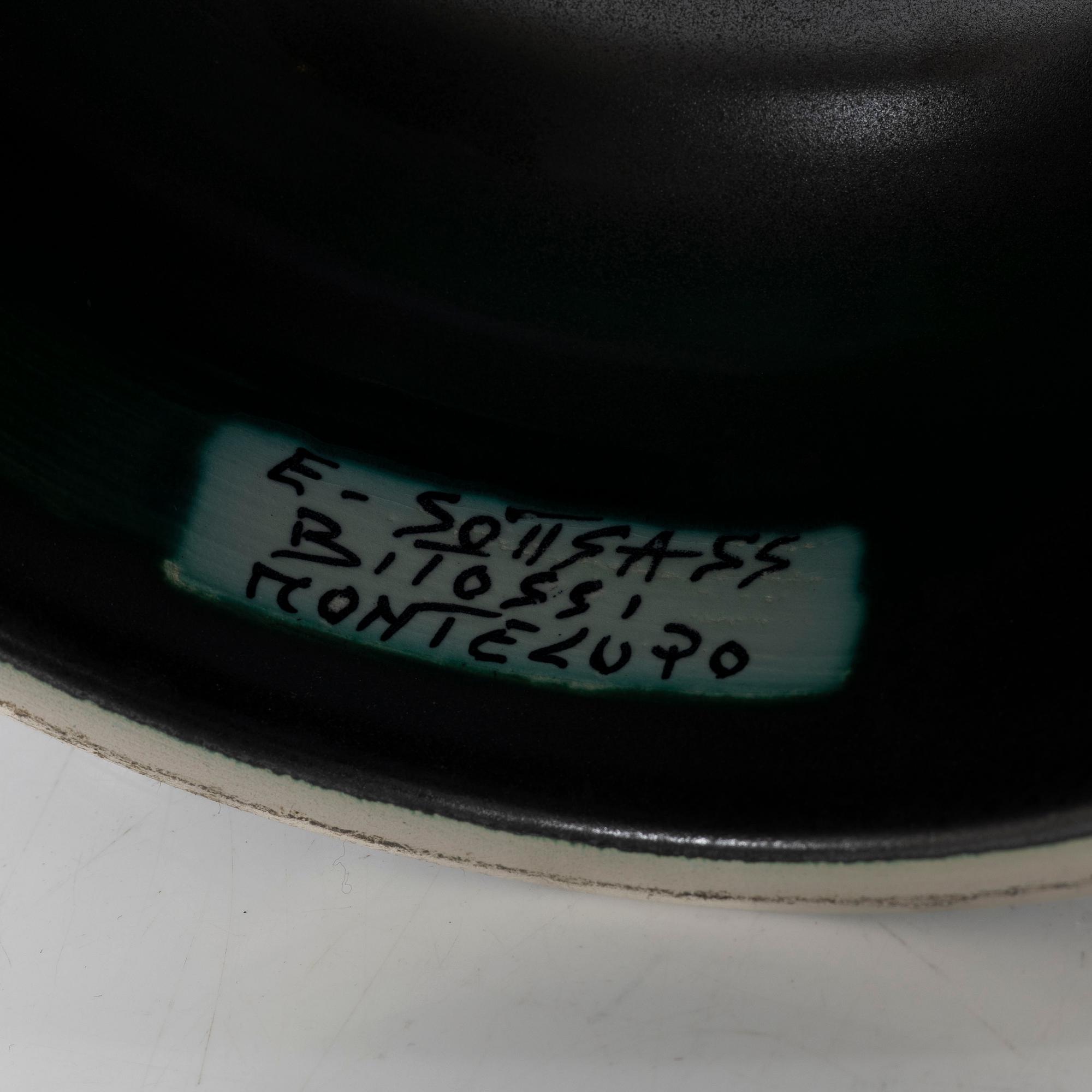 Ettore Sottsass, skål på fot, Bitossi, Montelupo.