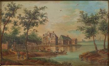 OKÄND KONSTNÄR, olja på pannå. 1800-tal.