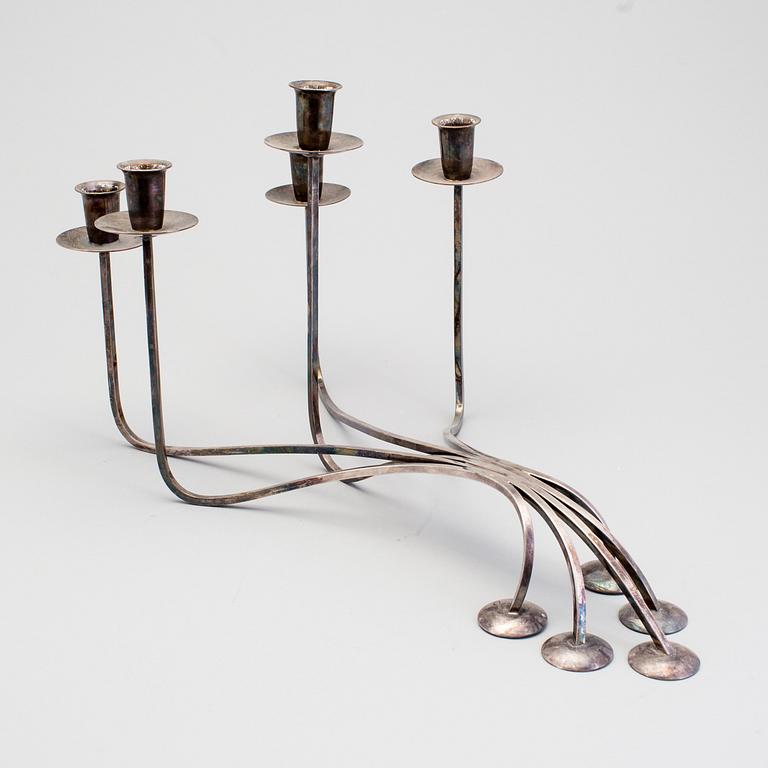 LJUSSTAKE /KANDELABER, försilvrad. 1960/70-tal.
