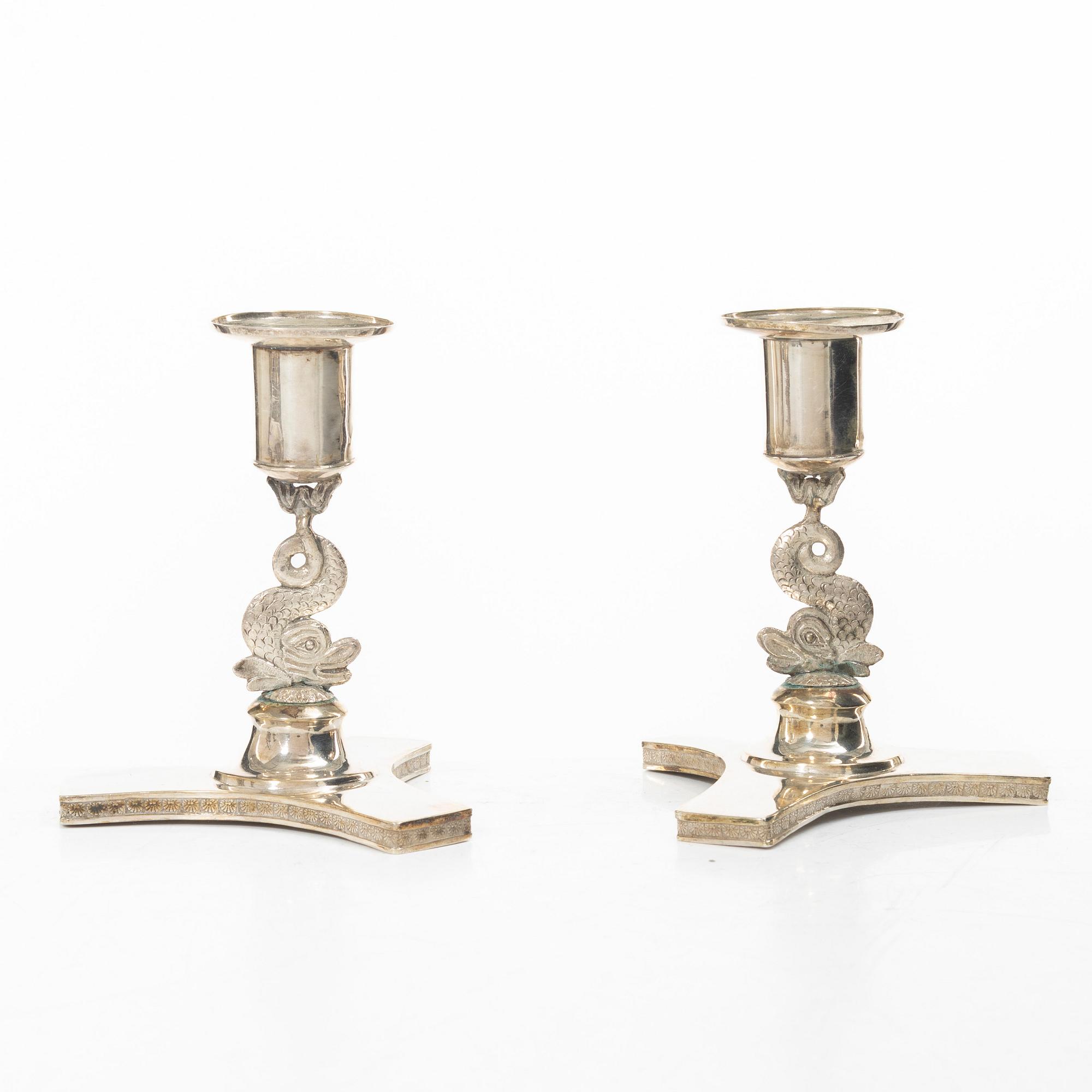 A pair of Swedish Empire candlesticks, mark of Petter Fredrik Sundberg, Karskrona 1832.
