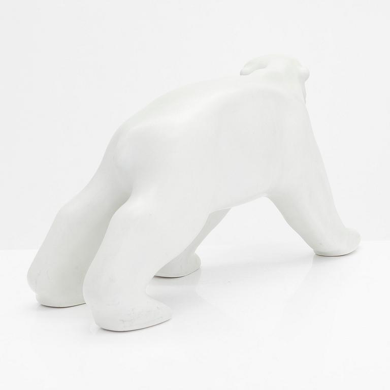 A standing polar bear sculpture in ceramics, Arabia Finland. 1960s.