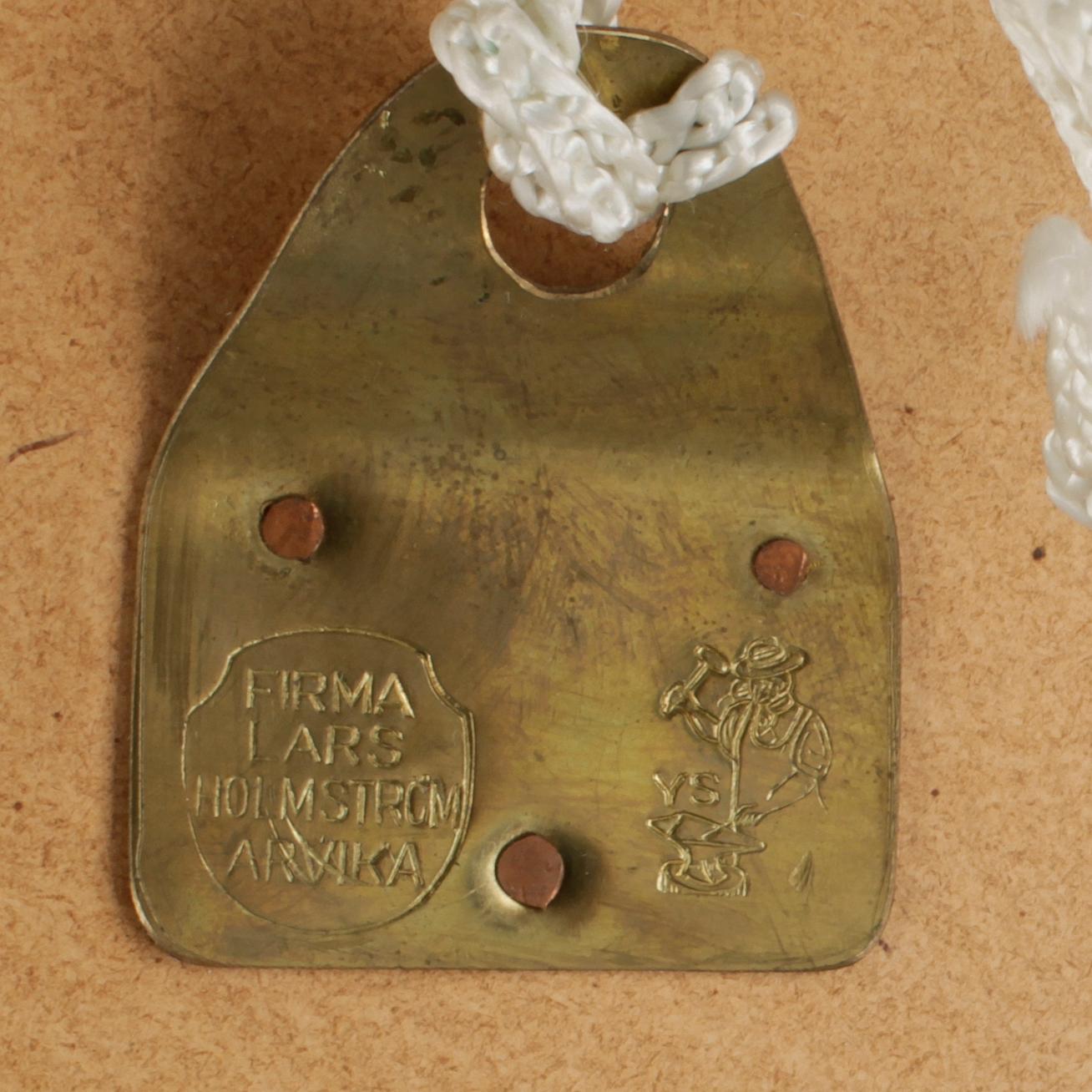 SPEGEL, mässing, Lars Holmström, Arvika, 1950-tal. Stämpelsign.