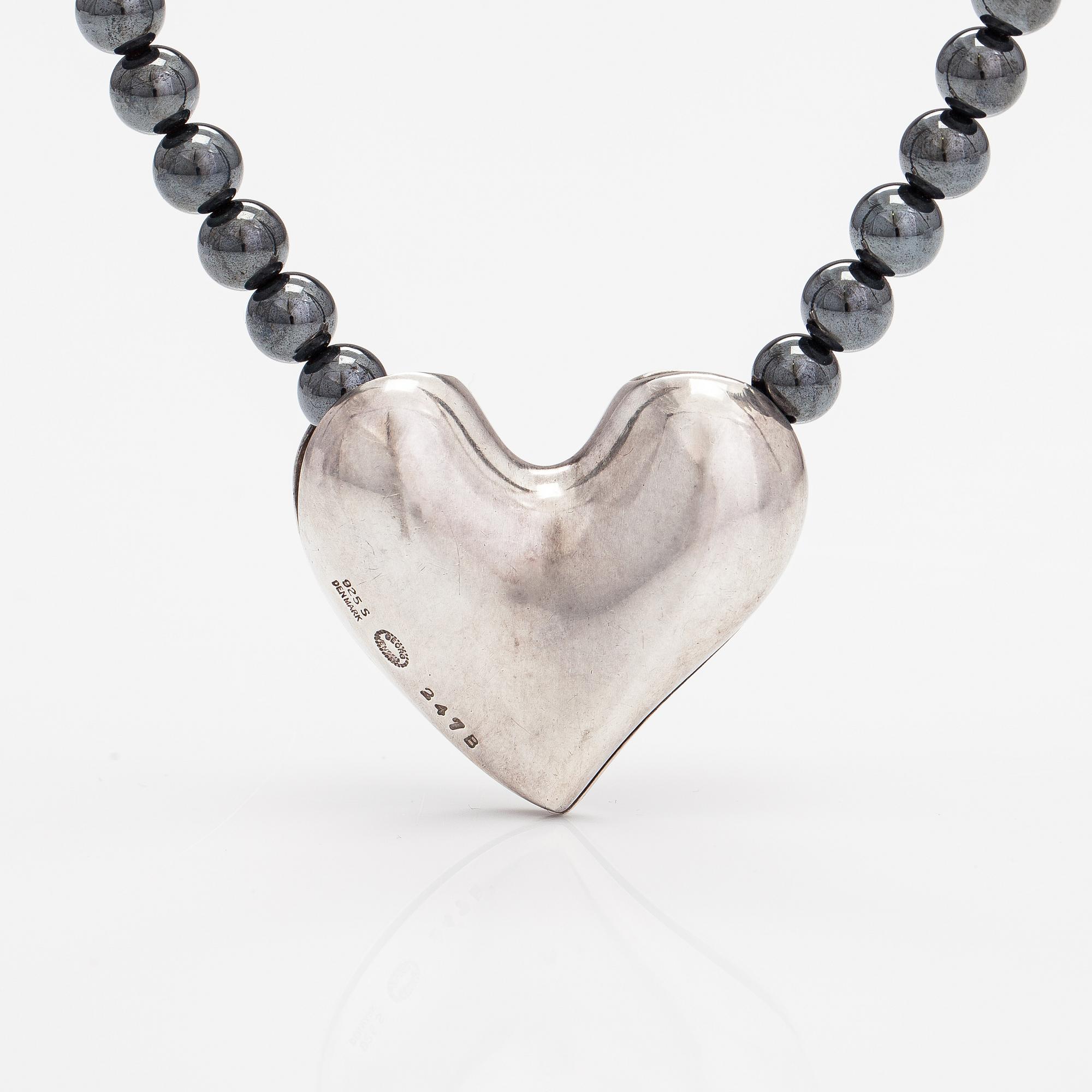Georg Jensen, A pearl collier with a pendant made of hematites and sterling silver. Denmark.