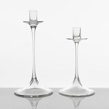 Nils Landberg, ljusstakar, 5 st, glas, Orrefors.