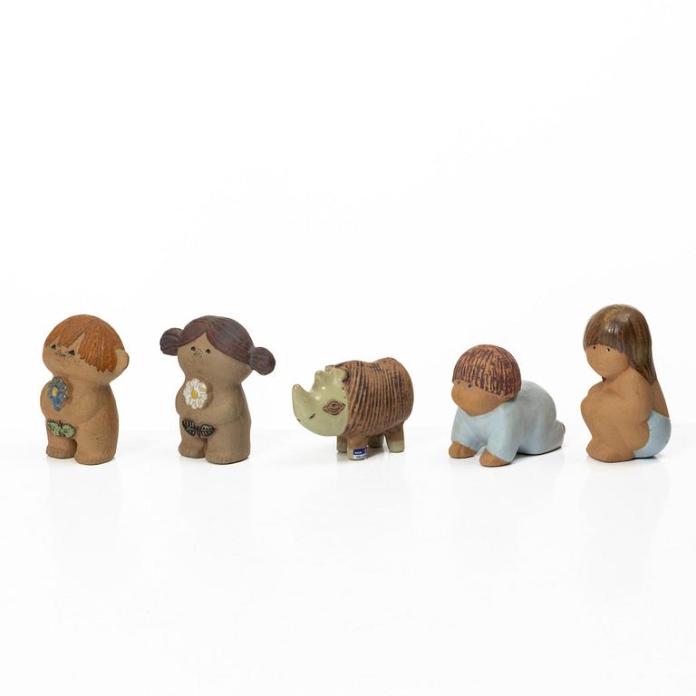 Lisa Larson, five stoneware figurines, Gustavsberg, Sweden.