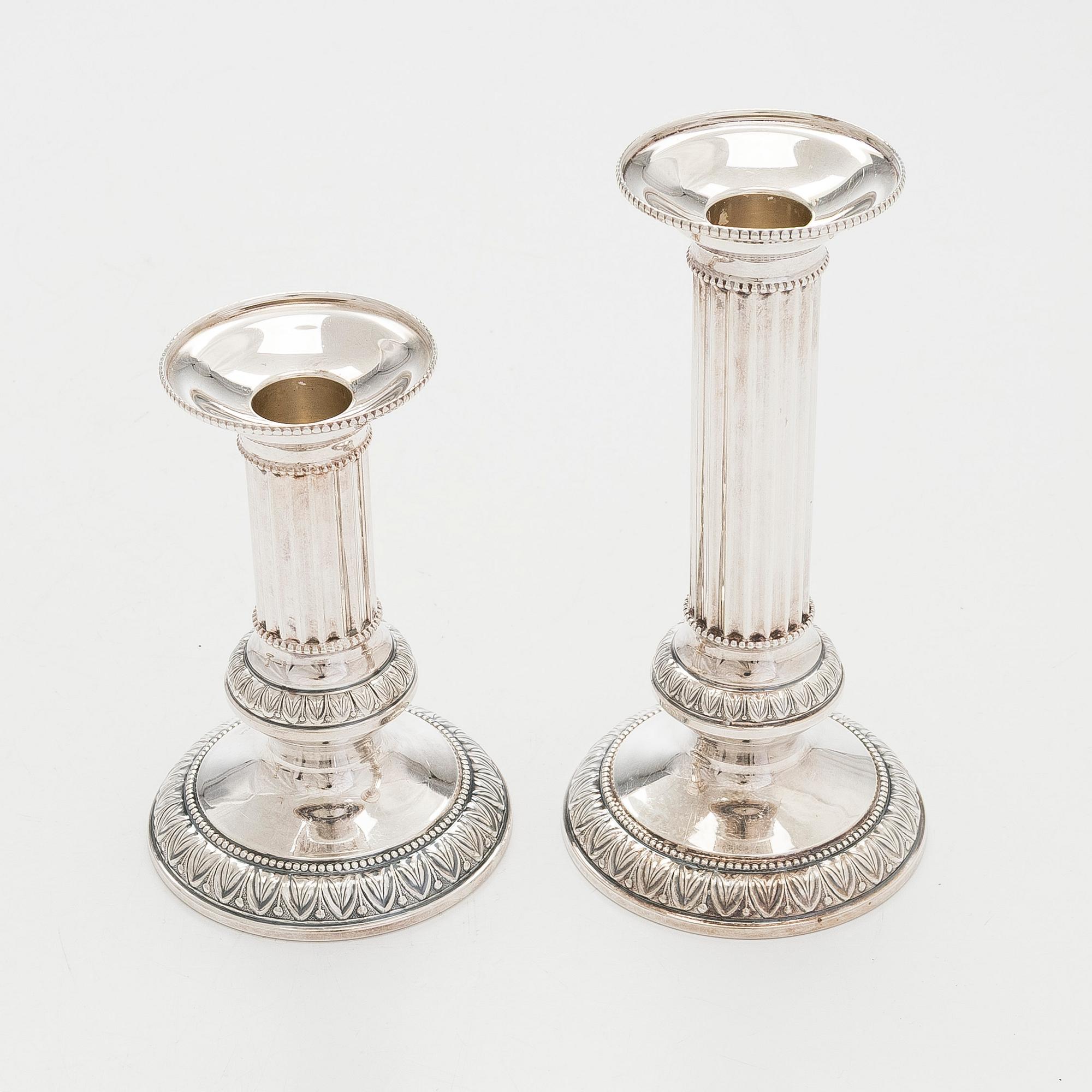 A set of four silver candlesticks, Kultateollisuus oy, Turku, 1968 and 1988.