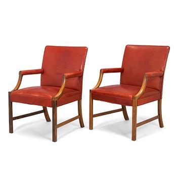 Ole Wanscher, a pair mid-20th-century rosewood armchairs, Cabinetmaker AJ Iversen, Denmark.