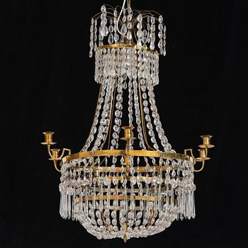 Ljuskrona, för sju ljus, Sverige, 1700-talets slut, Sengustaviansk.