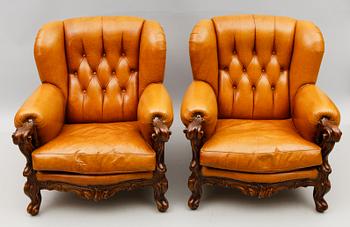 FÅTÖLJER, 1 par, 1900-talets andra hälft.