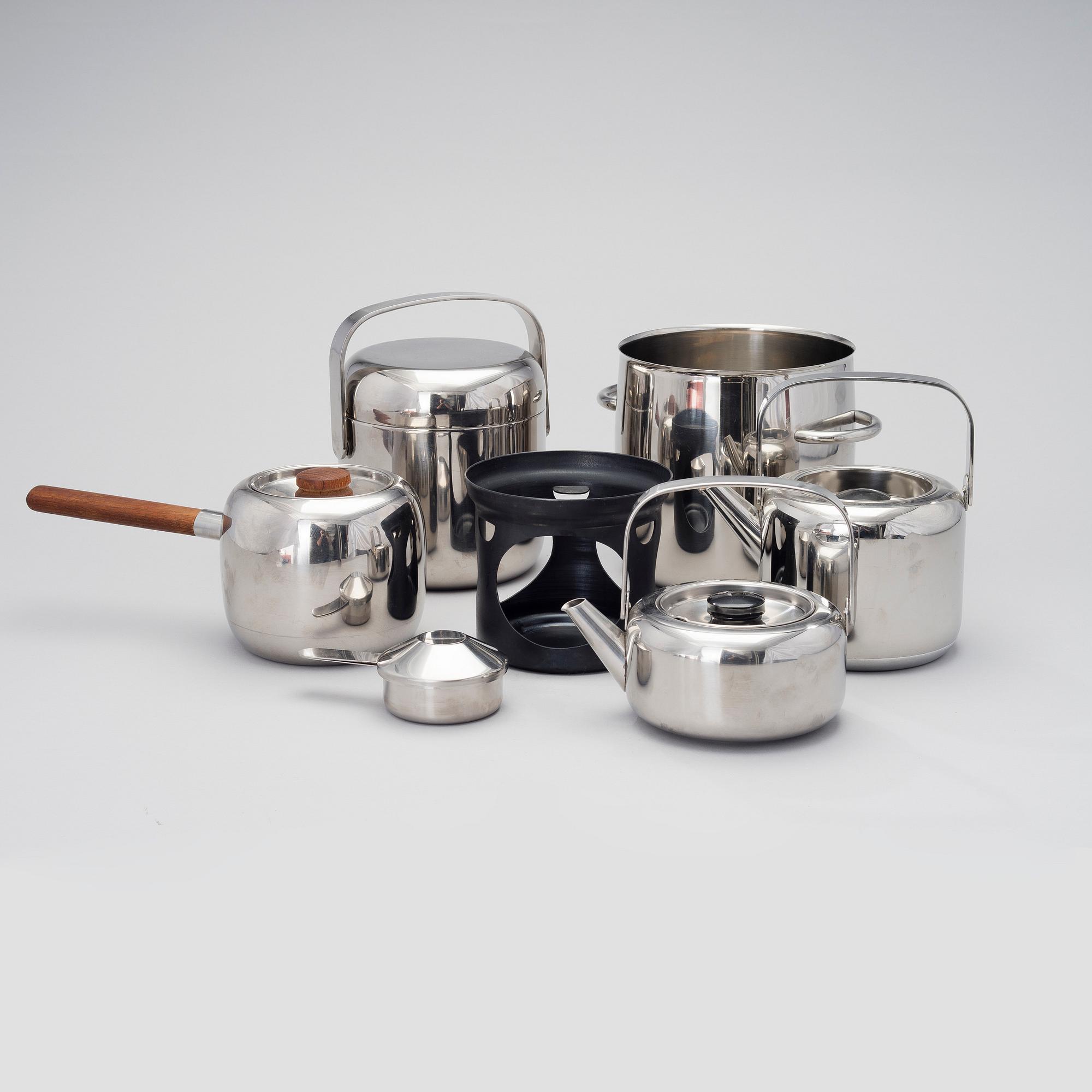 TIMO SARPANEVA, OPA-SERIES OF STEELWARE, 5 PIECES. Designed in 1970.