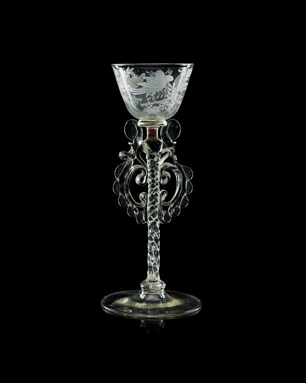 A 'Facon de Venise' goblet, 18th Century, presumably Dutch.