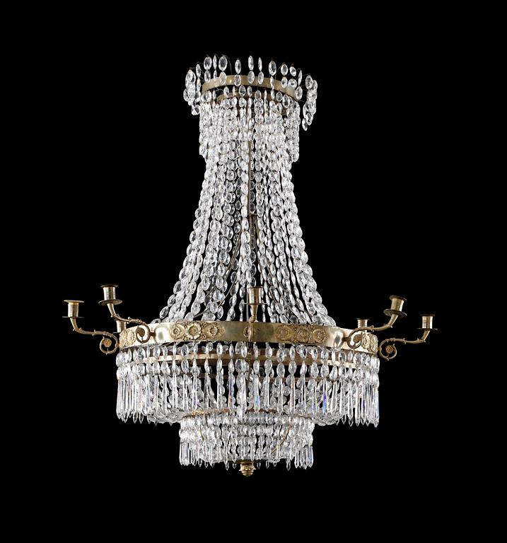 A Swedish Empire eight-light chandelier.