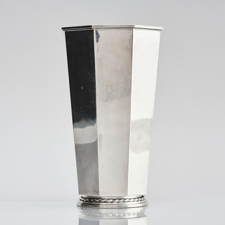 Atelier Borgila, a sterling silver vase, Stockholm 1954.