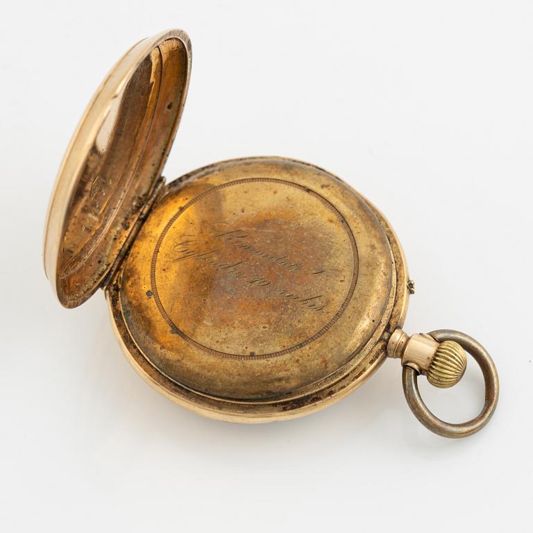 Pocket watch, 14K gold, 37 mm.