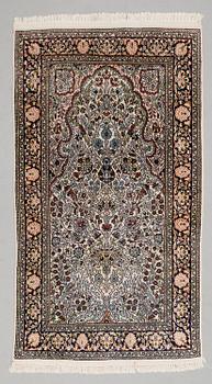 A CARPET, Kashmir, silk on cotton warp, 90x160 cm.