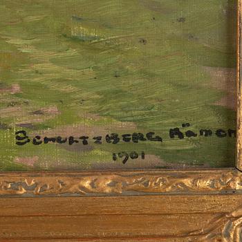Anshelm Schultzberg, olja på duk/pannå, signerad och daterad Rämen1901.