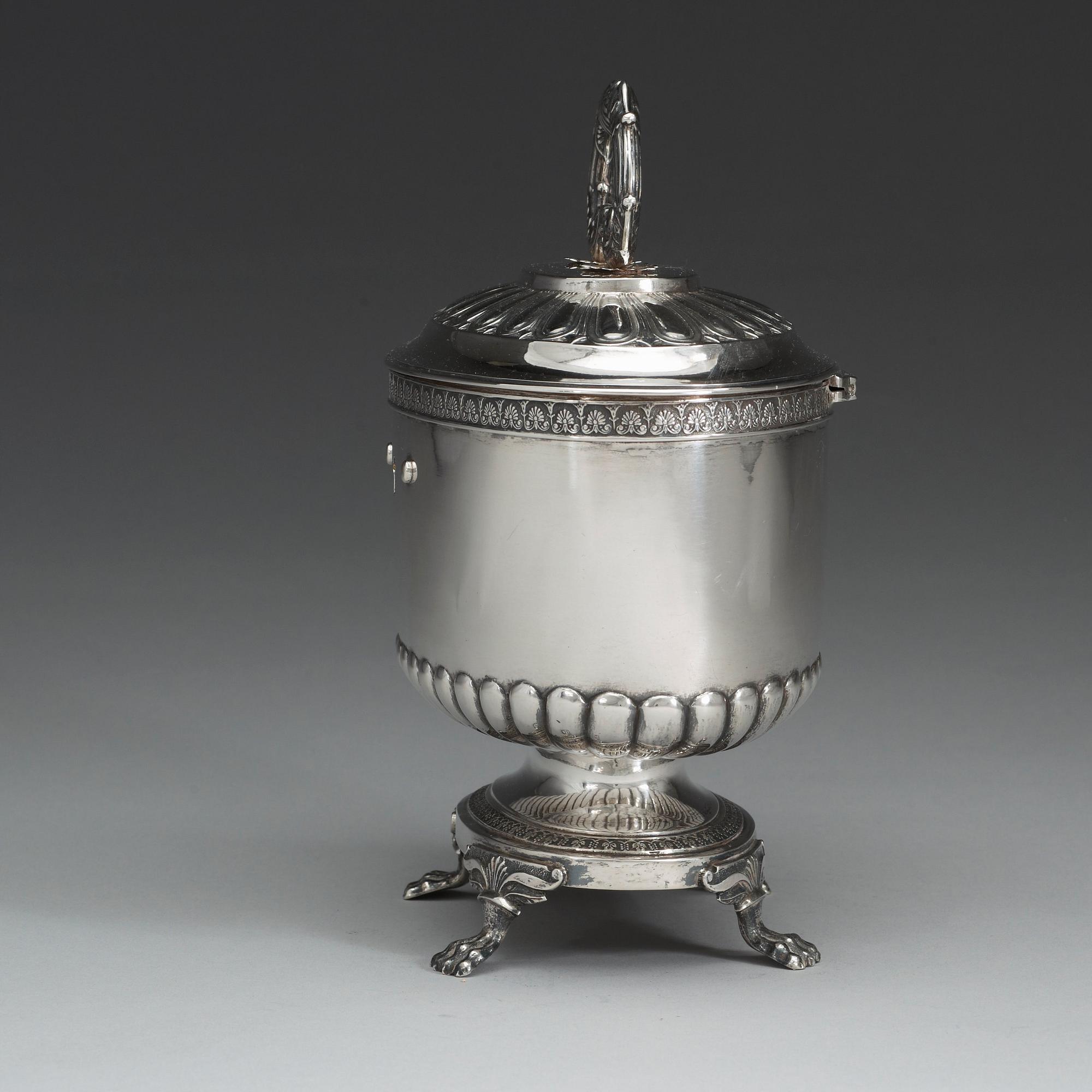A Swedish 19th century silver sugar-casket, marks of Anders Lundqvist, Stockholm 1831.
