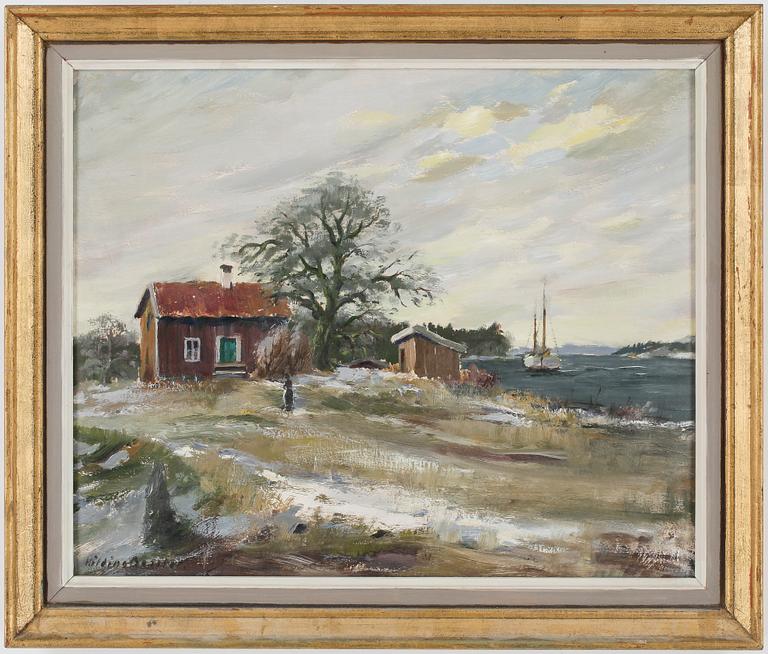 HILDING BOSSLER, olja på pannå, signerad.