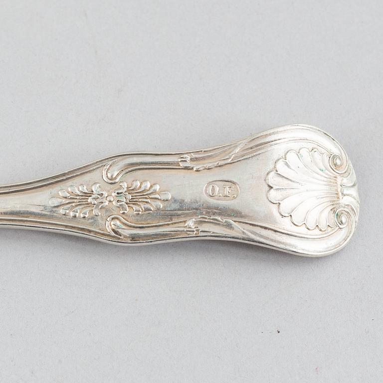 Cutlery service parts, 15 pcs, silver, including JA Selling, Härnösand, 1867.