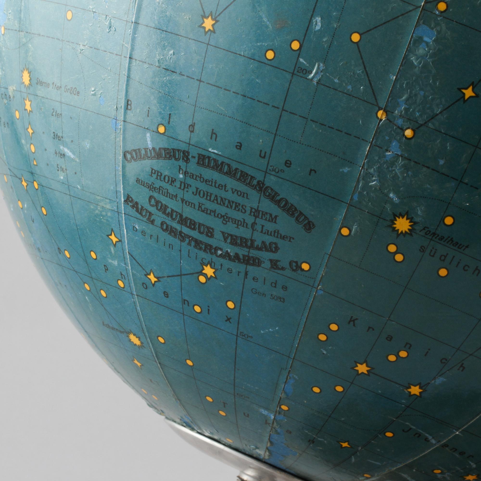 HIMMELSGLOB, "Columbus Himmelglobus", Johannes Riem, Tyskland, omkring 19000-talets mitt/andra hälft.