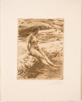 Anders Zorn · ANDERS ZORN, etsning, utförd 1906, signerad med blyerts.