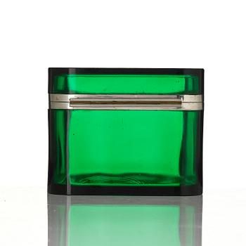 Josef Frank, a pewter mounted green-tinted glass box, Firma Svenskt Tenn.
