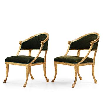 A pair of late Gustavian armchairs by Ephraim Ståhl (master in Stockholm 1794-1820).