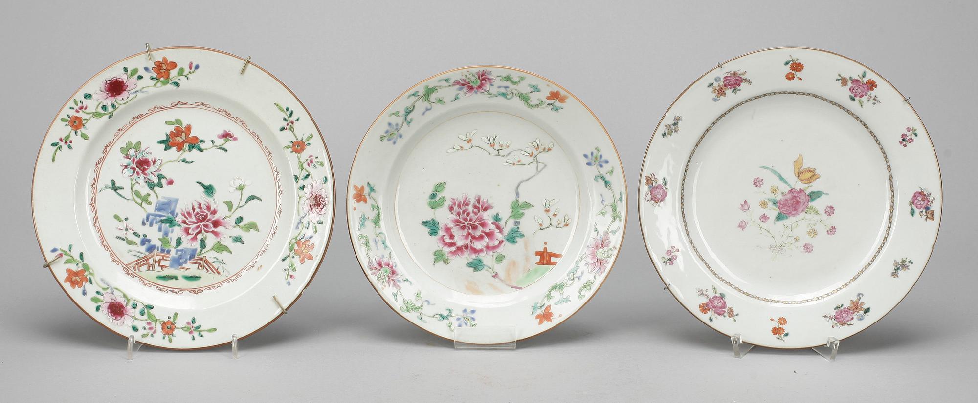 TALLRIKAR, 5+1 st, porslin, Kina, Qianlong, 1700-tal.