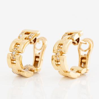 Cartier, earrings, 18K gold set with brilliant-cut diamonds.