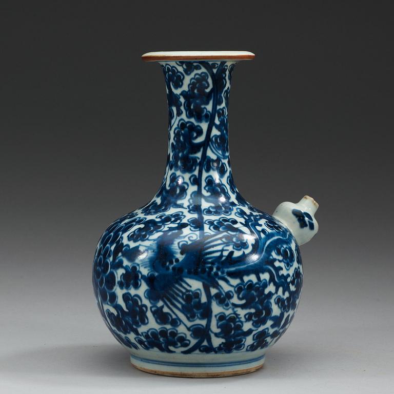 A blue and white kendi, Qing dynasty, early 18th Century.