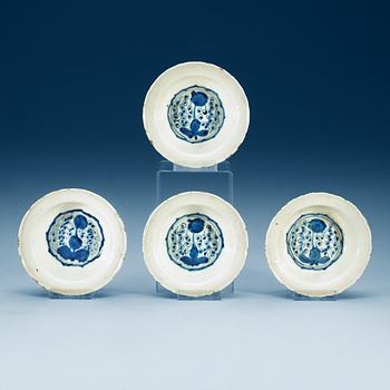 A set of four blue and white dishes. Ming dynasty, Wanli (1573-1620).