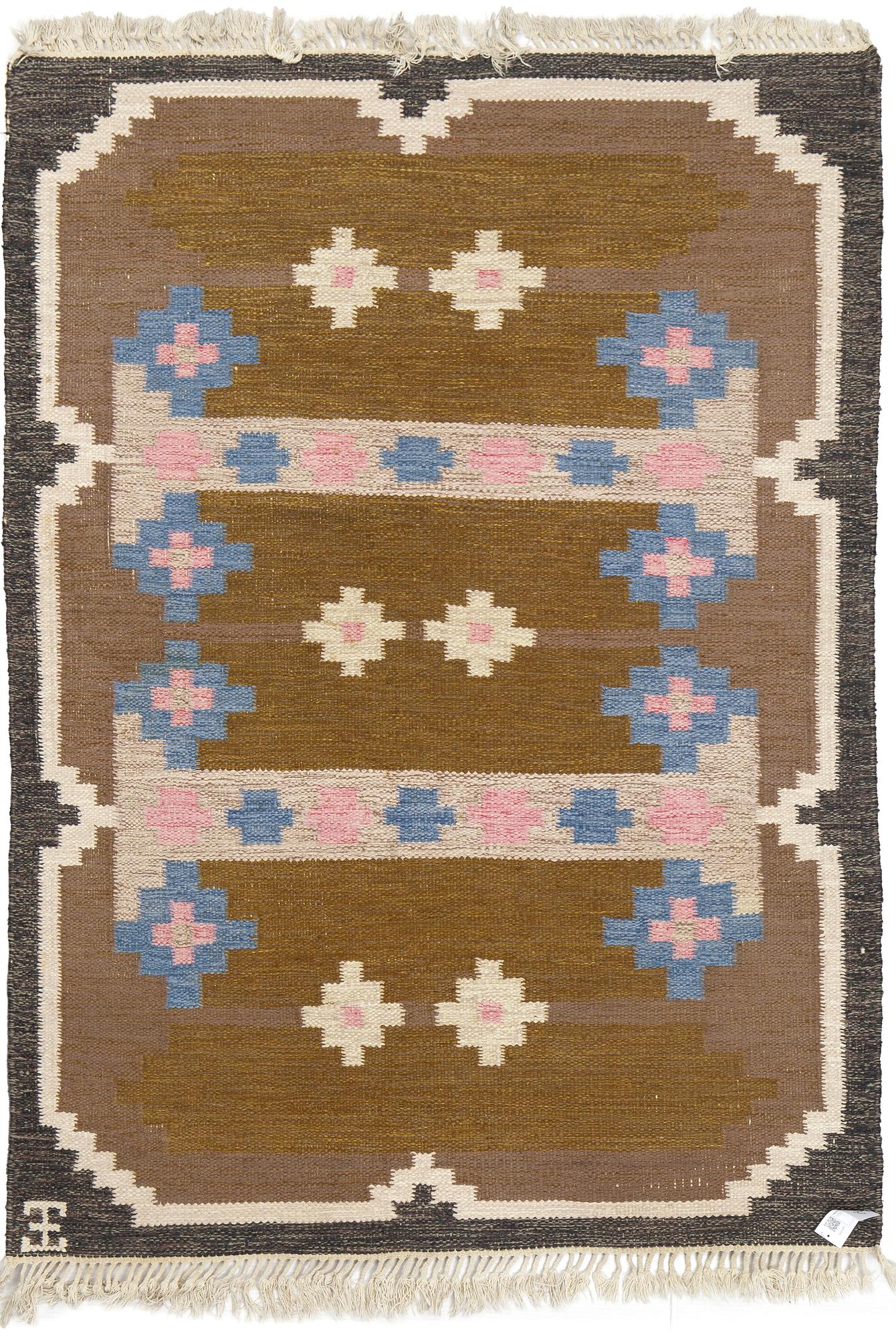 Matta, rölakan, signerad EE, ca 198 x 142 cm.