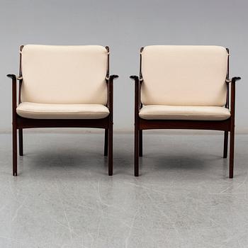 A pair of easy chairs, Ole Wanscher, Poul Jeppesen, Denmark.