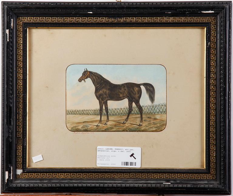 LARSÉN, FREDRIC, ett par, akvareller, sign. o dat. 1883.