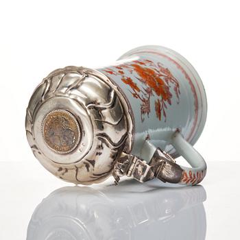 A silver mounted tankard, Qing dynasty, Kangxi (1662-1722).