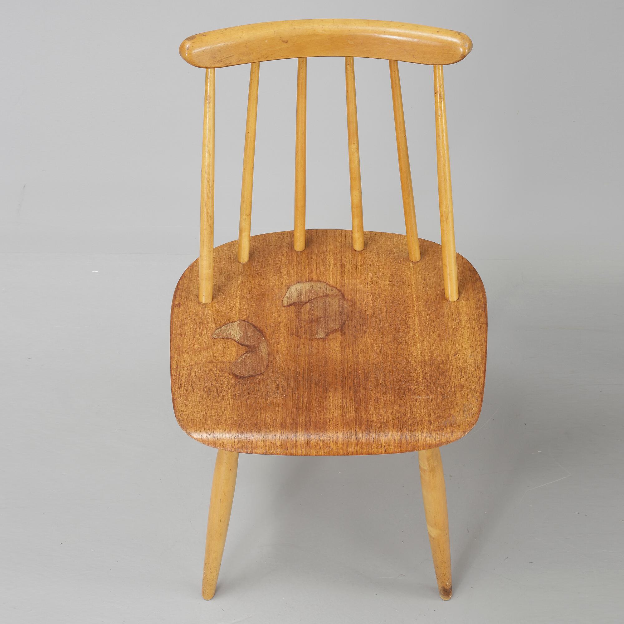 STOLAR, 4, varav 2 st "Fanett", Ilmari Tapiovaara, Edsbyverken, formgiven 1955.