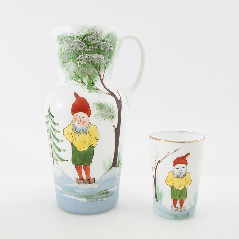 Jug, bowl, and glass 5 dl, including Czech Republic, mid-20th century glass.