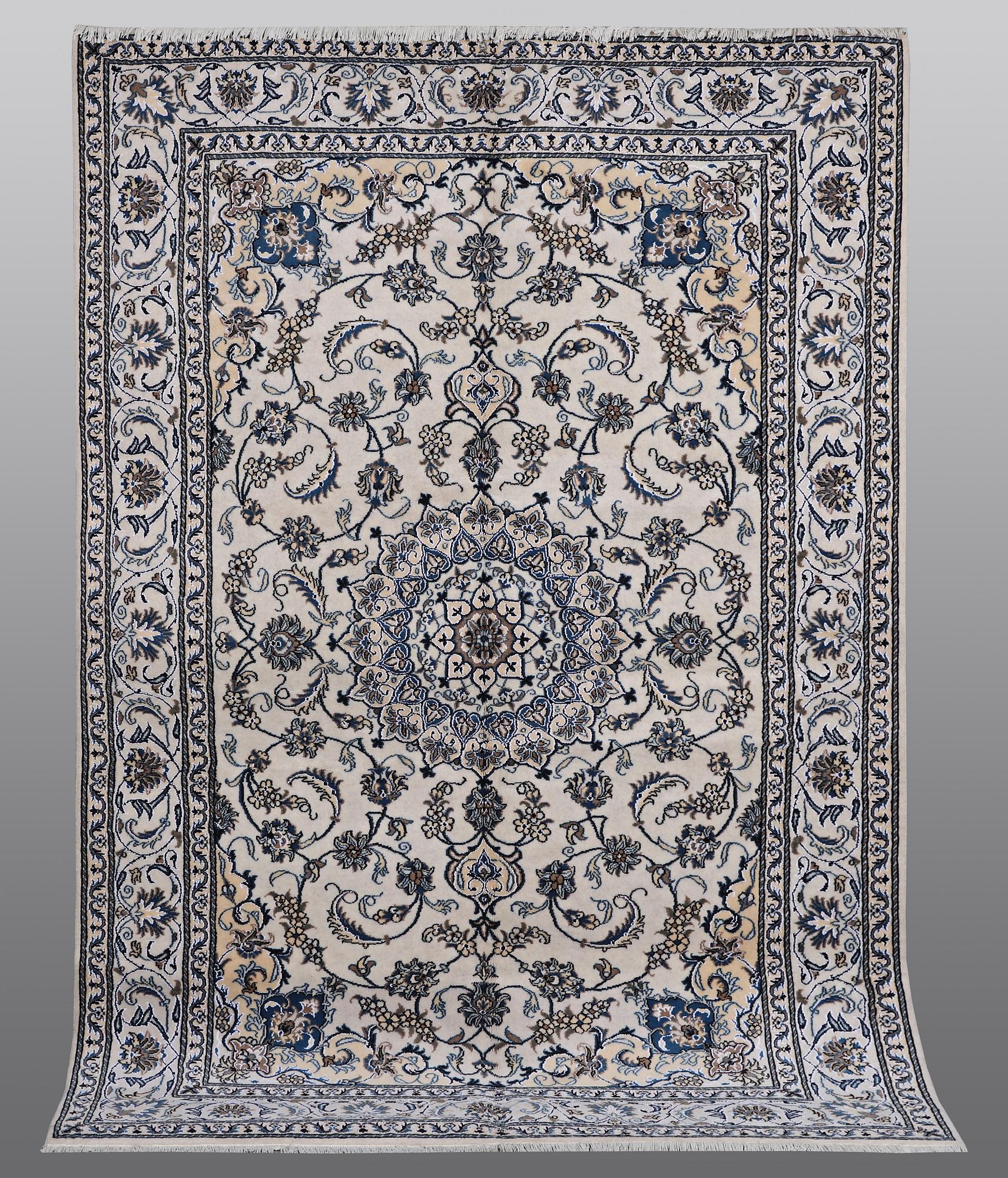 A carpet, Nain, parrt silk, ca 287 x 200 cm.