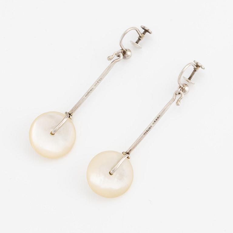 Vivianna Torun Bülow-Hübe, a pair of earrings, sterling silver and mother-of-pearl, Jakarta Indonesia.