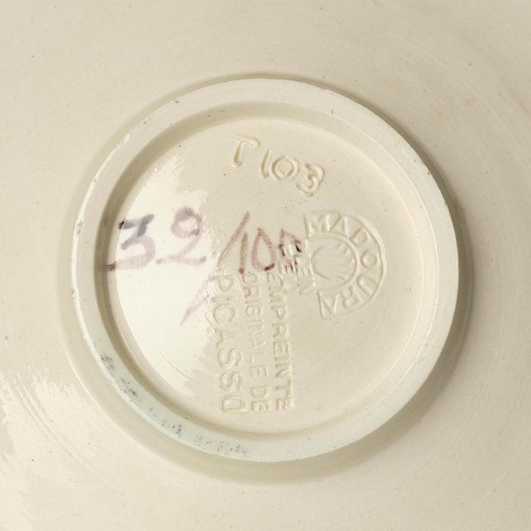 Pablo Picasso, a "Femme échevelée" (A.R. 509) faience dish, Madoura, Vallauris, France, post 1963.