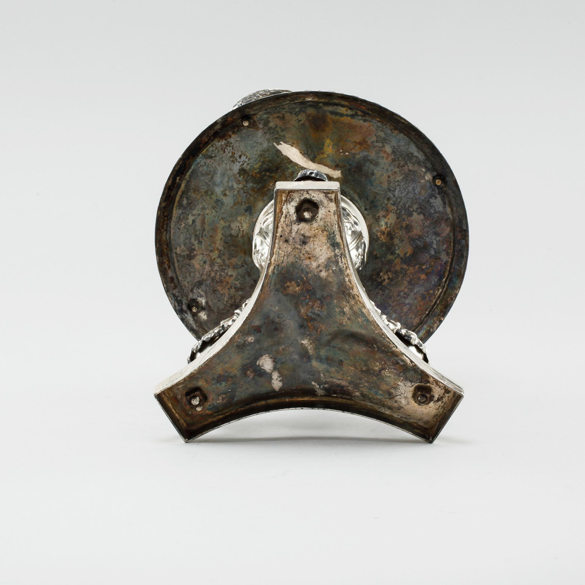 A silver bottle stand, by Gustaf Möllenborg (active 1823-1850), 1837. Weight 1236 g.