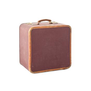 772. T ANTHONY Ltd, a aubergine canvas shoe suitcase from the 1970s.