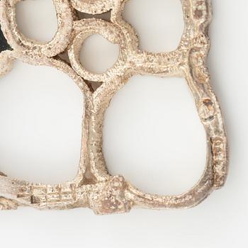 Lars Arby, three neck rings and two pendants, silver with enamel.