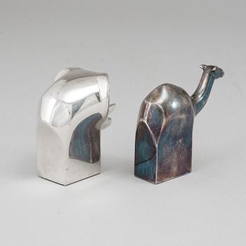 Two electro plated zinc figurines from Dansk Designs, Japan.