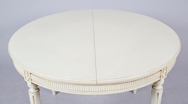 MATSALSMÖBEL, 9 del, gustaviansk stil, 1900-talets andra hälft, enligt uppgift tillverkad av Chamberts Möbelverkstad.