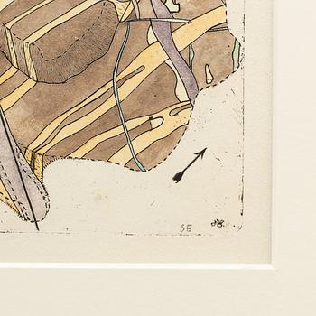 STEN EKLUND, handkolorerad etsning, signerad.