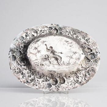 A Swedish Baroque silver plate, marks of Christian Henning, Stockholm 1707.