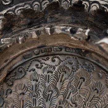 Tekanna, sockerskål och mjölkkanna, silver, 1900-talets början/ första hälft. Finska kontrollstämplar, 1949.