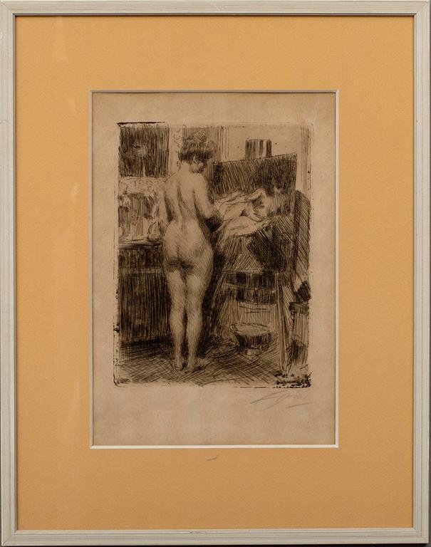 ANDERS ZORN (SVERIGE), etsning, sign., plåtsign. och dat. 1910.