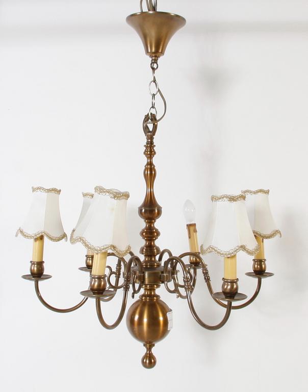 LJUSKRONA, 6 ljusarmar. Mässing. Barockstil. H 60.